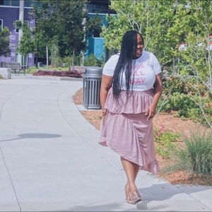 ASOS CURVE Deconstructed Midi Skirt in Satin